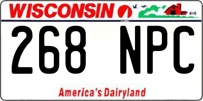 WI license plate 268NPC