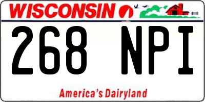 WI license plate 268NPI