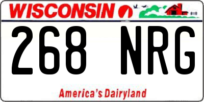 WI license plate 268NRG