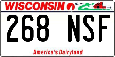 WI license plate 268NSF