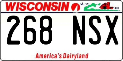 WI license plate 268NSX