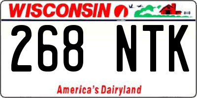 WI license plate 268NTK