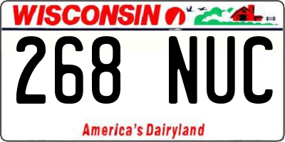 WI license plate 268NUC
