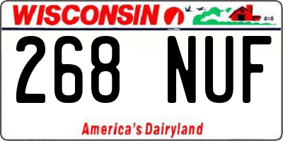 WI license plate 268NUF