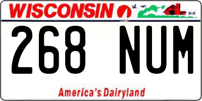 WI license plate 268NUM