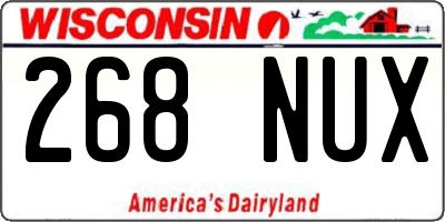 WI license plate 268NUX