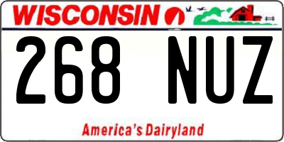 WI license plate 268NUZ