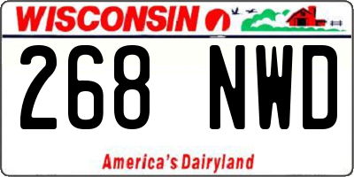 WI license plate 268NWD