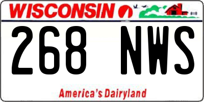 WI license plate 268NWS