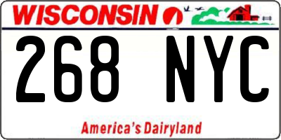 WI license plate 268NYC