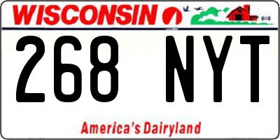 WI license plate 268NYT