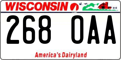 WI license plate 268OAA