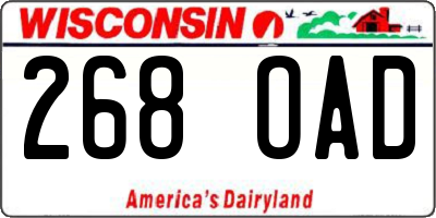 WI license plate 268OAD