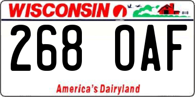 WI license plate 268OAF