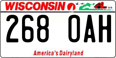 WI license plate 268OAH