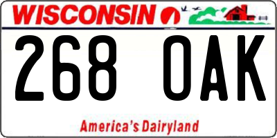 WI license plate 268OAK