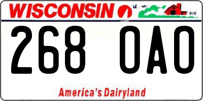 WI license plate 268OAO