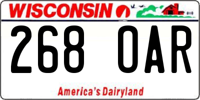 WI license plate 268OAR