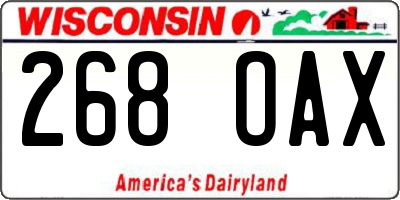 WI license plate 268OAX