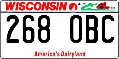 WI license plate 268OBC