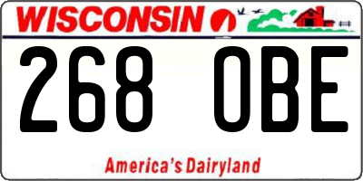 WI license plate 268OBE