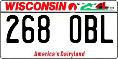 WI license plate 268OBL