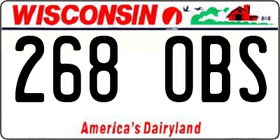 WI license plate 268OBS