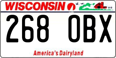WI license plate 268OBX