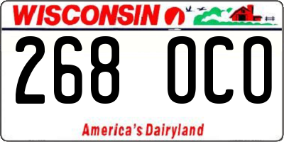 WI license plate 268OCO