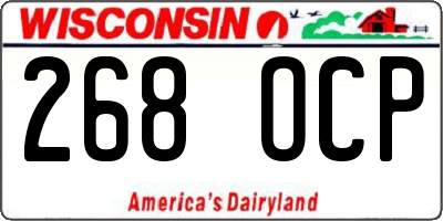 WI license plate 268OCP