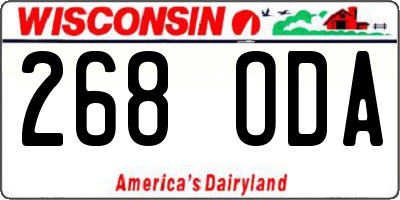 WI license plate 268ODA