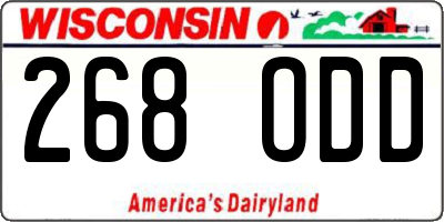 WI license plate 268ODD