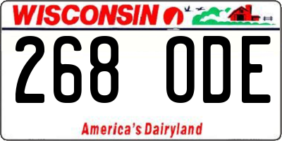 WI license plate 268ODE