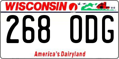 WI license plate 268ODG