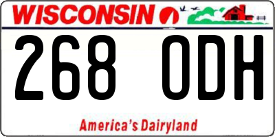 WI license plate 268ODH
