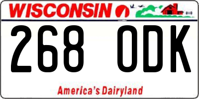 WI license plate 268ODK