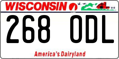 WI license plate 268ODL