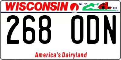 WI license plate 268ODN