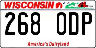 WI license plate 268ODP