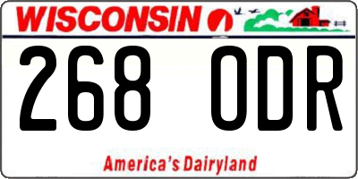 WI license plate 268ODR