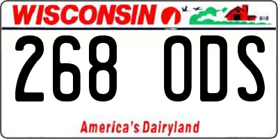 WI license plate 268ODS