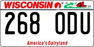 WI license plate 268ODU