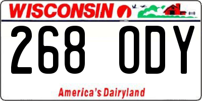 WI license plate 268ODY