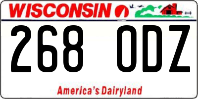 WI license plate 268ODZ