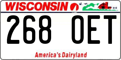 WI license plate 268OET