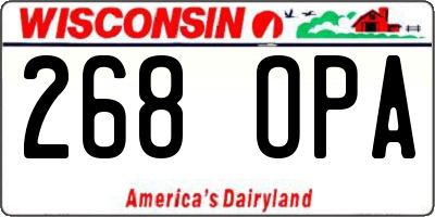 WI license plate 268OPA