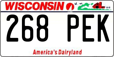 WI license plate 268PEK