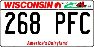 WI license plate 268PFC