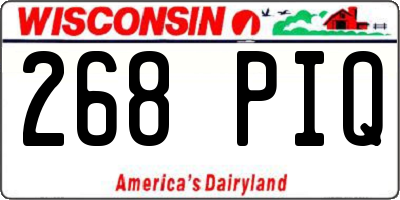 WI license plate 268PIQ