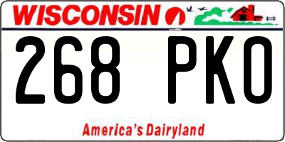 WI license plate 268PKO